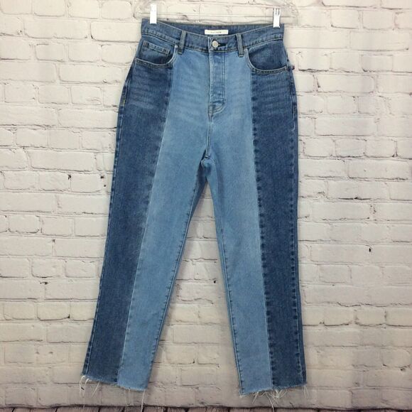 Pacsun Jeans Women's Sz 27 Button Fly Two Tone Cotton High Rise Straight Raw Hem - Picture 1 of 12